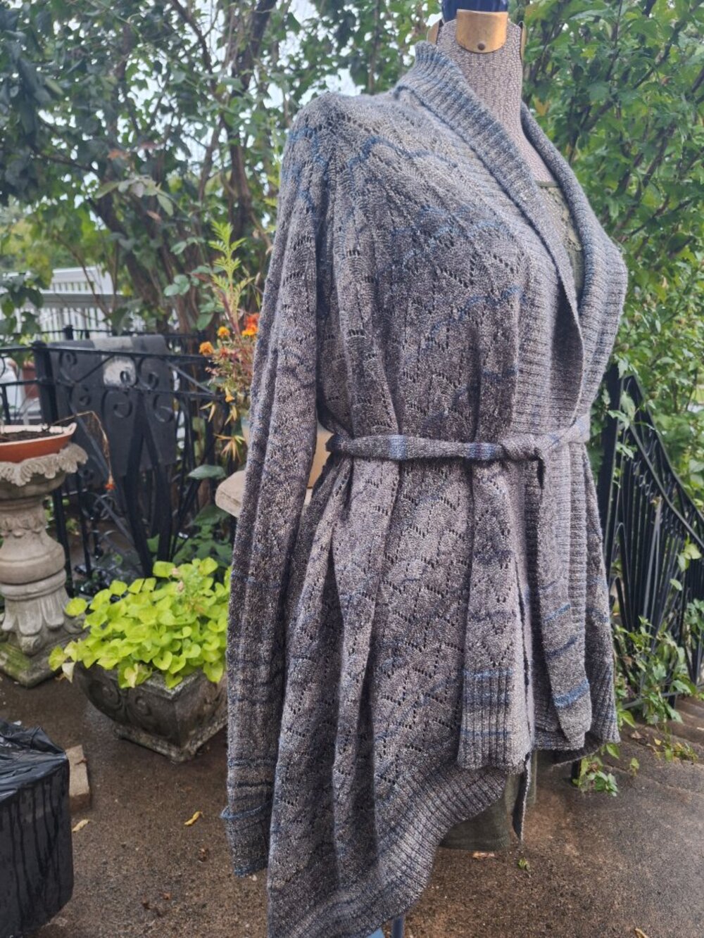 Buffalo Granola Hippie Cardigan Gray Blue Sweater